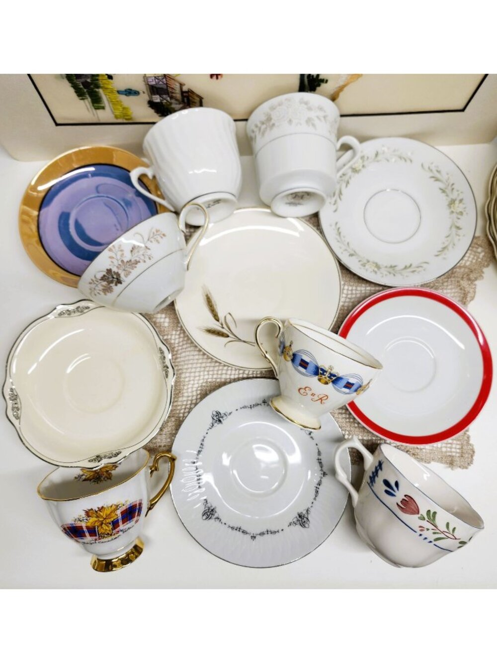 Mismatched China Tea Cups & Saucers Eclectic Collection 6 Sets Porcelain